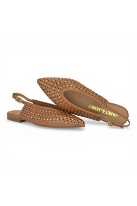 Slingback Janet & Janet in pelle colore cuoio. JANET & JANET | 712-786